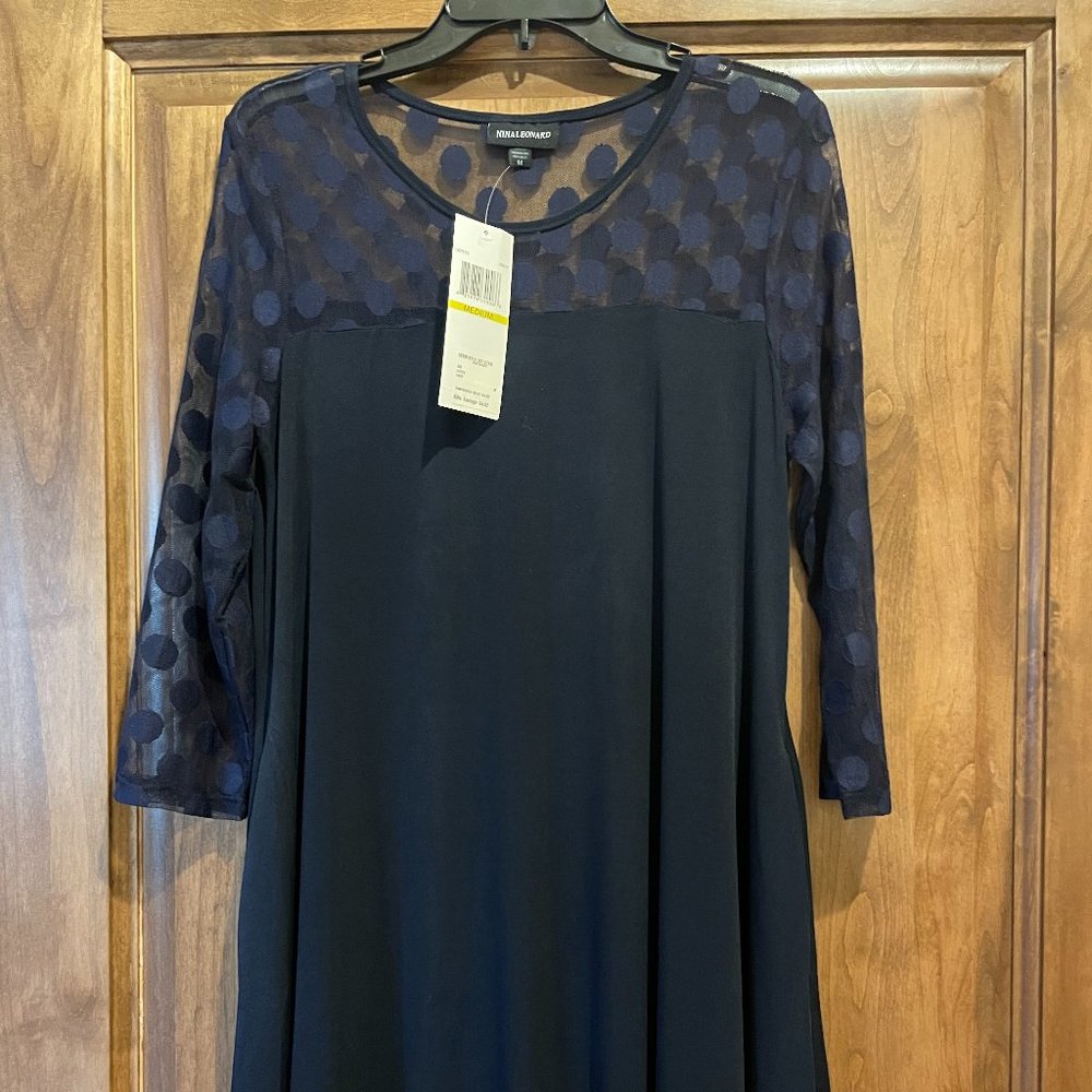Nina Leonard Illusion High Low Swing Dress